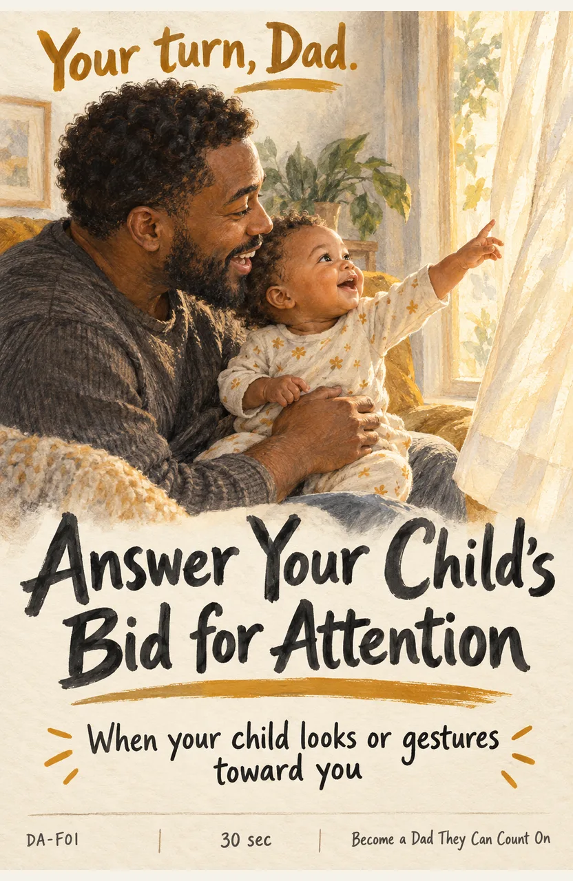Answer Your Child’s Bid for Attention When: your child looks or gestures toward you