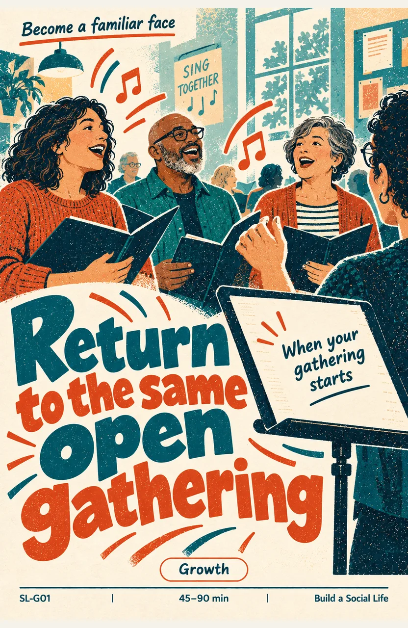 Return to the same open gathering When: your chosen recurring gathering is about to start