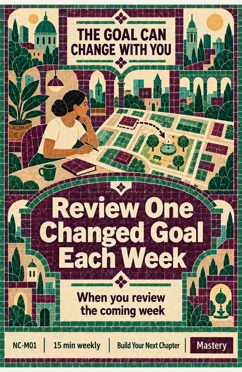 Review One Changed Goal Each Week When: you review the coming week