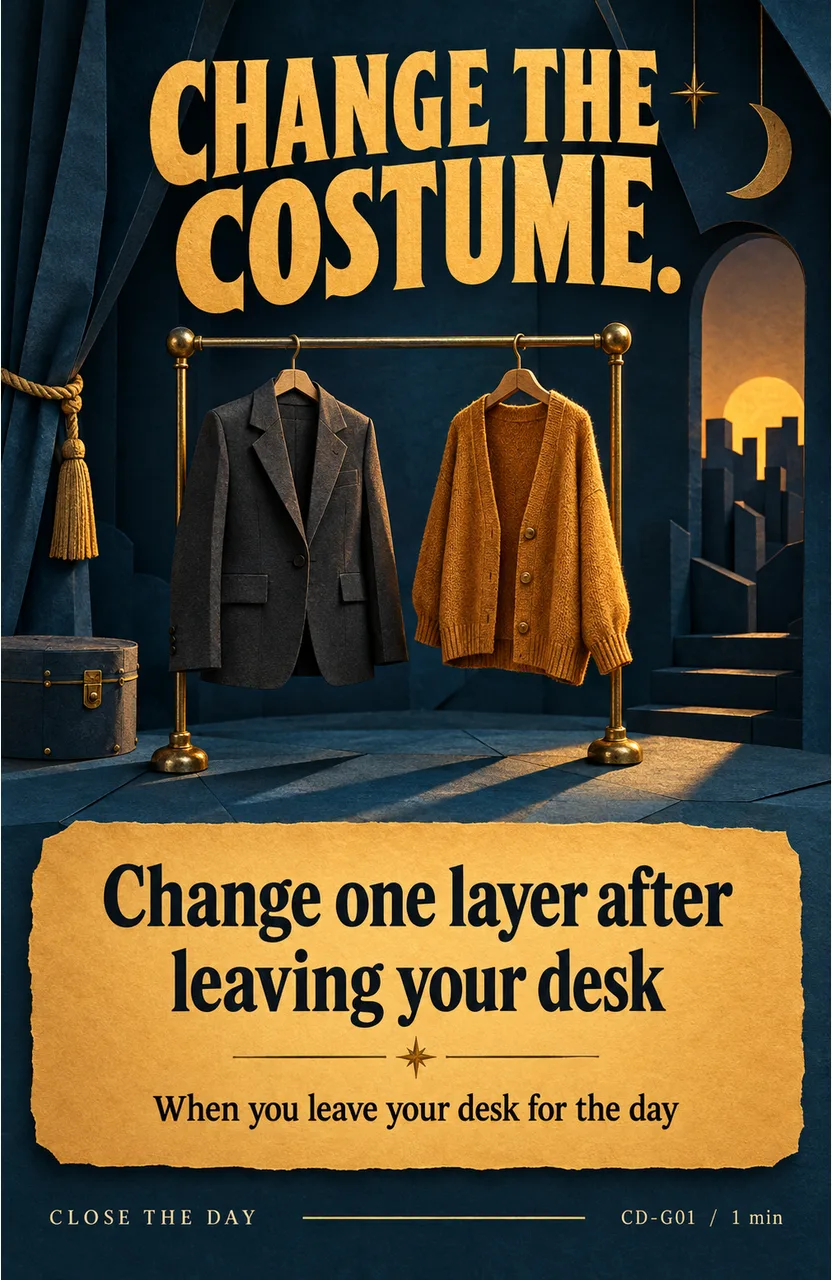 Change one layer after leaving your desk When: you leave your workspace for the day