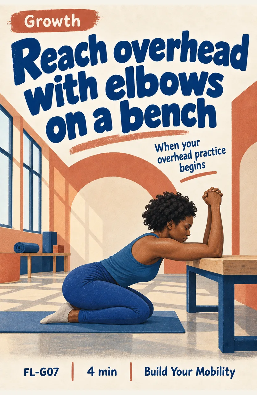 Reach overhead with elbows on a bench When: you start your dedicated overhead practice after warming up