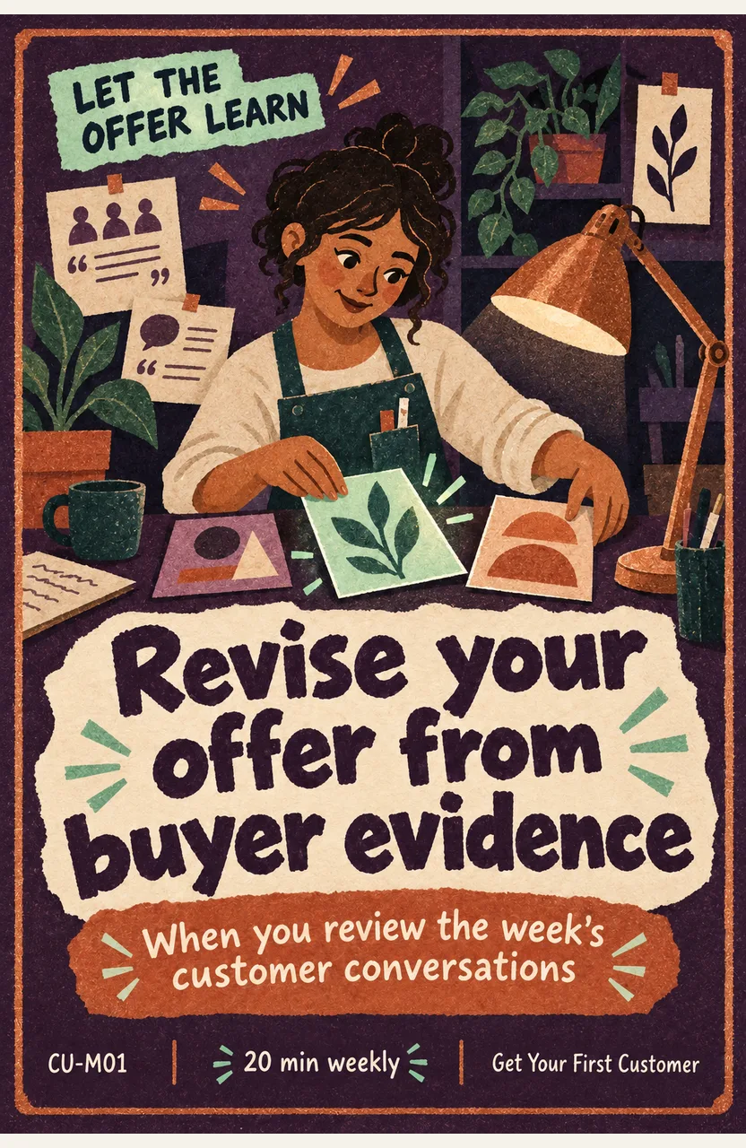 Revise your offer from buyer evidence When: you review the week’s customer conversations